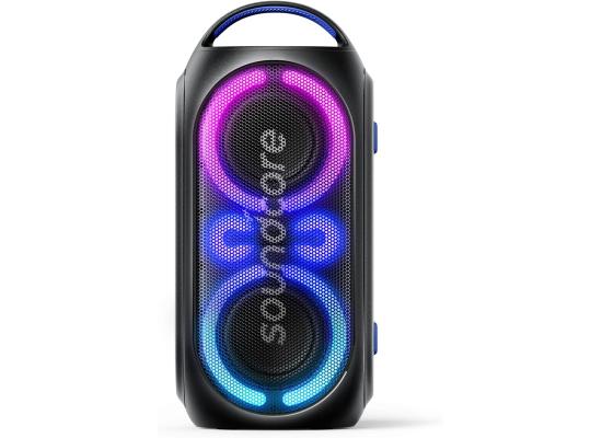 Soundcore Anker Rave Party 2 Portable Speaker, 120W Stereo Sound, PartyCast 2.0, Light Show, IPX4 Water-Resistant, 16H Playtime, Mic Input, Custom EQ & Bass Up for Party, Tailgating, Backyard, Pool - Black